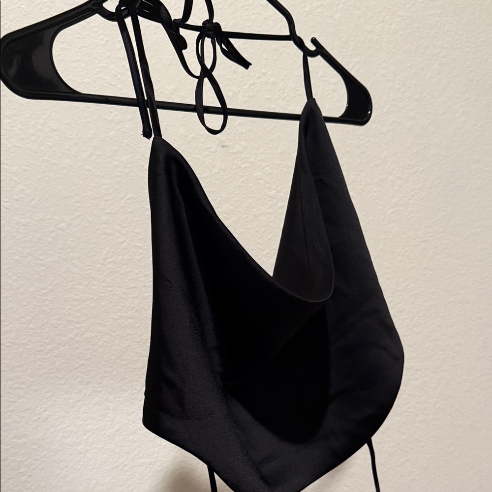 House of CB Black Halter Tie Top
